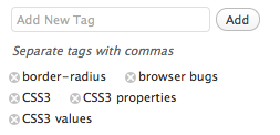 Screenshot of Wordpress' tagging UI